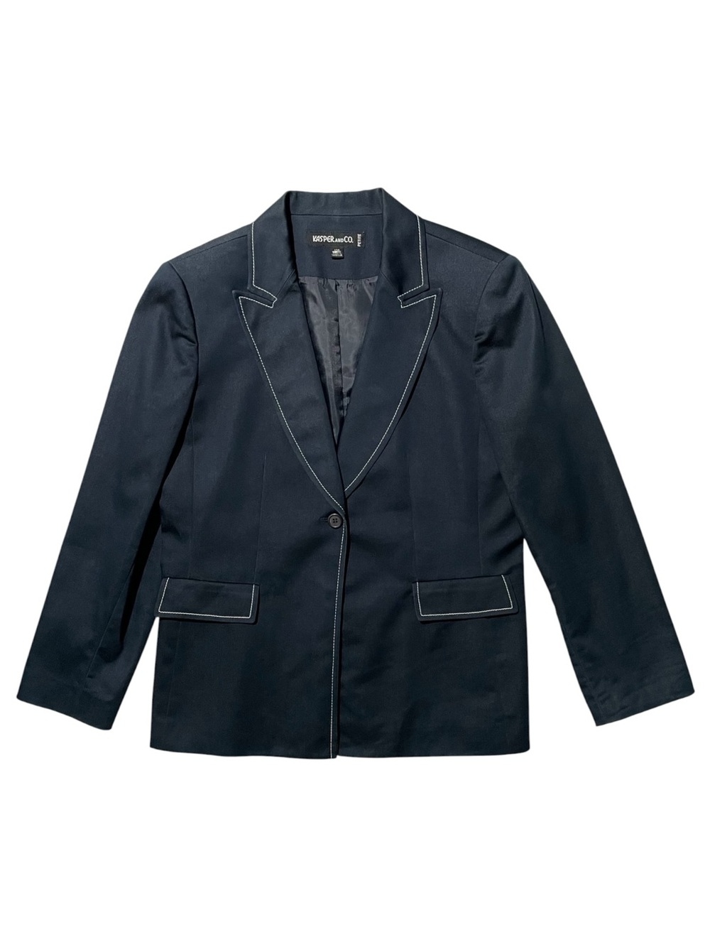KASPER Blue Blazer Jacket 12 Large Petite - Picture 2 of 11